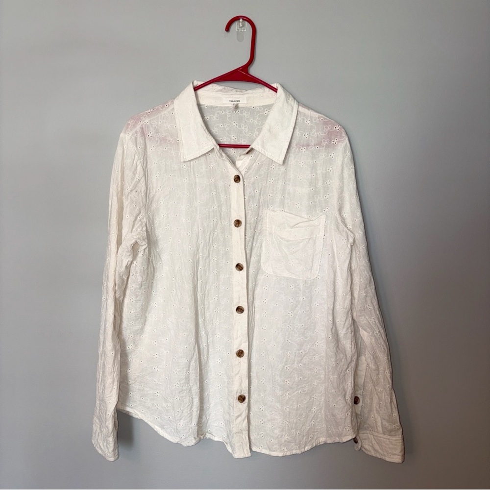 Women’s Eyelet Button Down Maurice’s Blouse Large